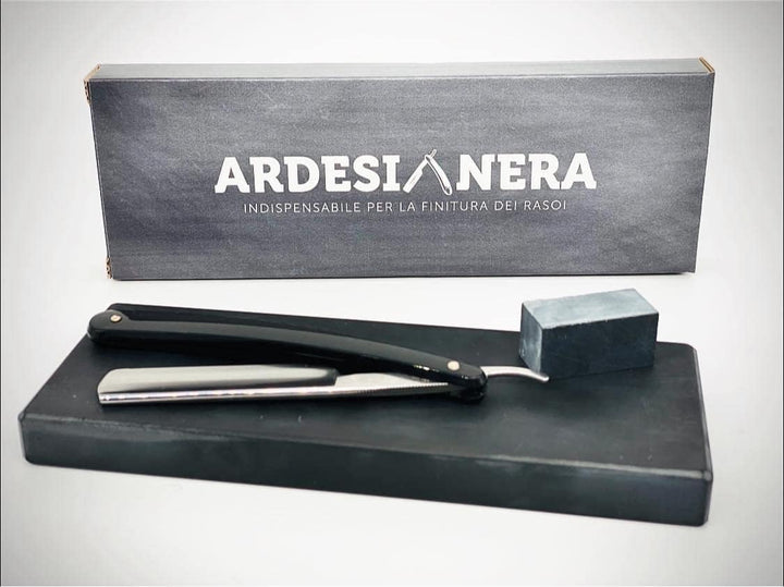 NERO ARDESIA Natürlicher Schieferstein zum Schleifen von Rasiern und Klingen, Schwarz