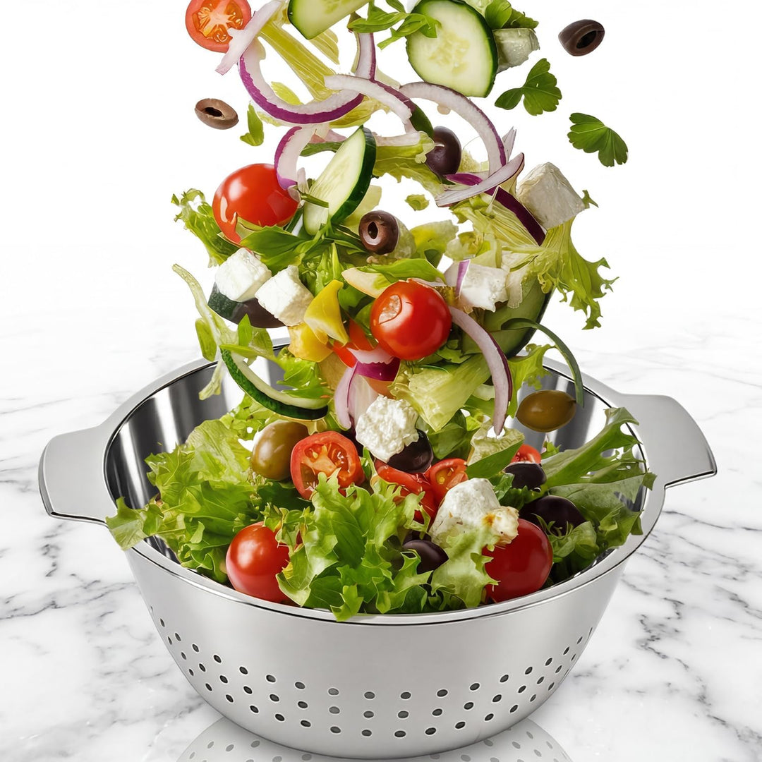 Salatsieb Salatseiher Küchensieb Sieb Edelstahl Seiher Nudelsieb Standseiher | Ø 24 cm Gemüsesieb Ab