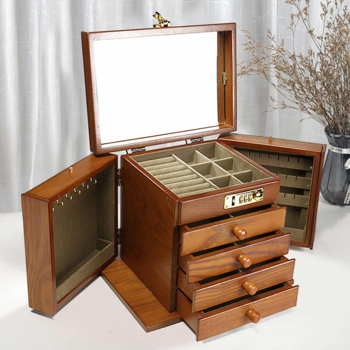 Schmuckschrank Holz Schmuckkästchen 5 Schichten Schmuckschatulle Schmuckkasten aus Holz Schmuck Orga