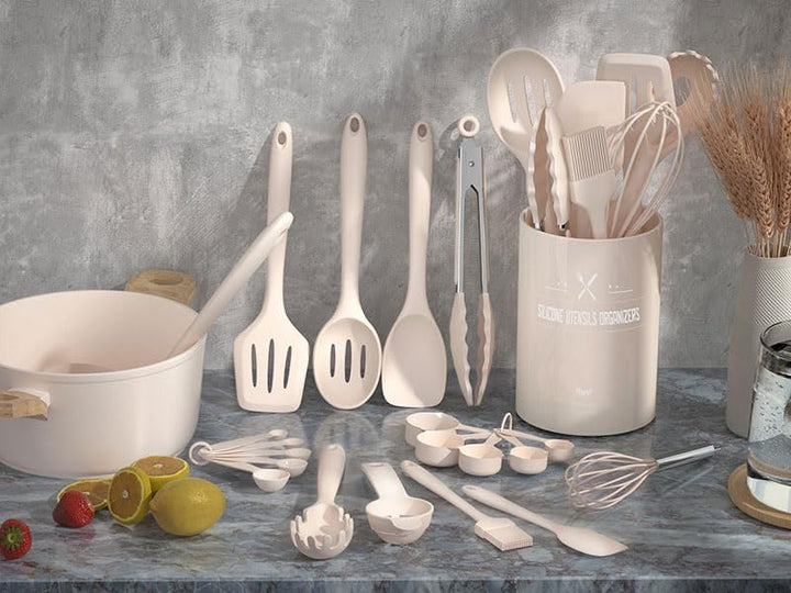 Silikon Küchenhelfer Set, 22 Stück Kochutensilien Kochgeschirr, Hitzebeständiger Kochbesteck Set mit