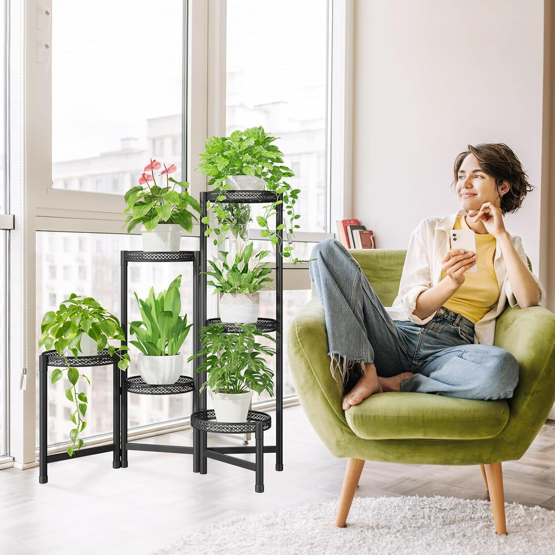 iDavosic.ly Pflanzenständer Metall mit 6 Etagen, Blumenständer Pflanzenregal Blumenregal Indoor Outd