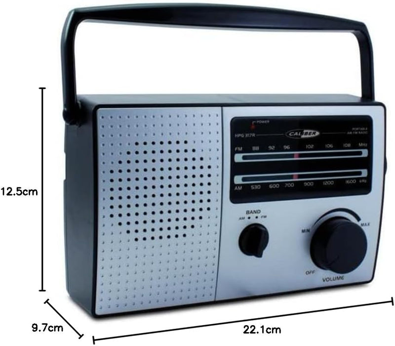 Caliber Kleines Radio Retro 3000 - Tragbares Radio mit Batterie - AM/FM Küchenradio - Taschenradio m