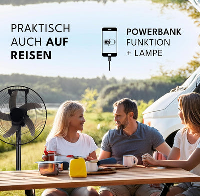 LEBENLANG Akku Ventilator Batteriebetrieben - 3600mAh bis zu 45h Laufzeit Inkl. Fernbedienung & 5 Ro