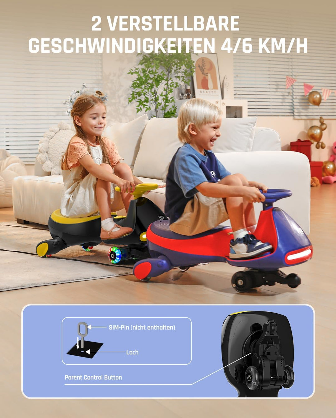 FanttikRide N7 Pro Kinder Elektroauto, Elektrisches Rutschauto mit Pedal, Typ C aufladbar Batterie K