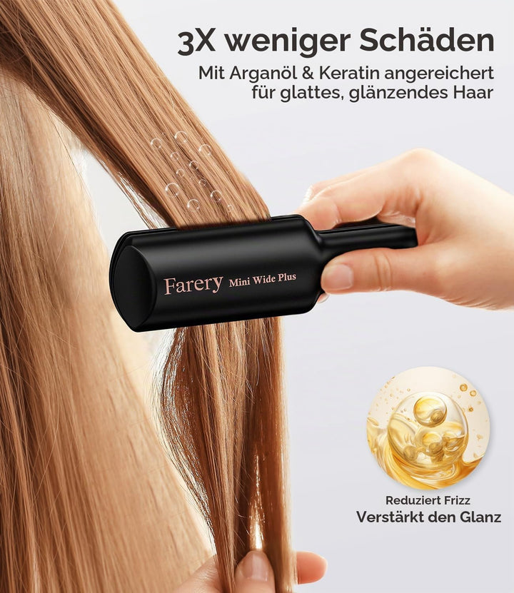 FARERY Tragbarer Mini Glätteisen, 38mm Breiter Platte Mini Glätteisen für Kurzes und Langes Haar, Re