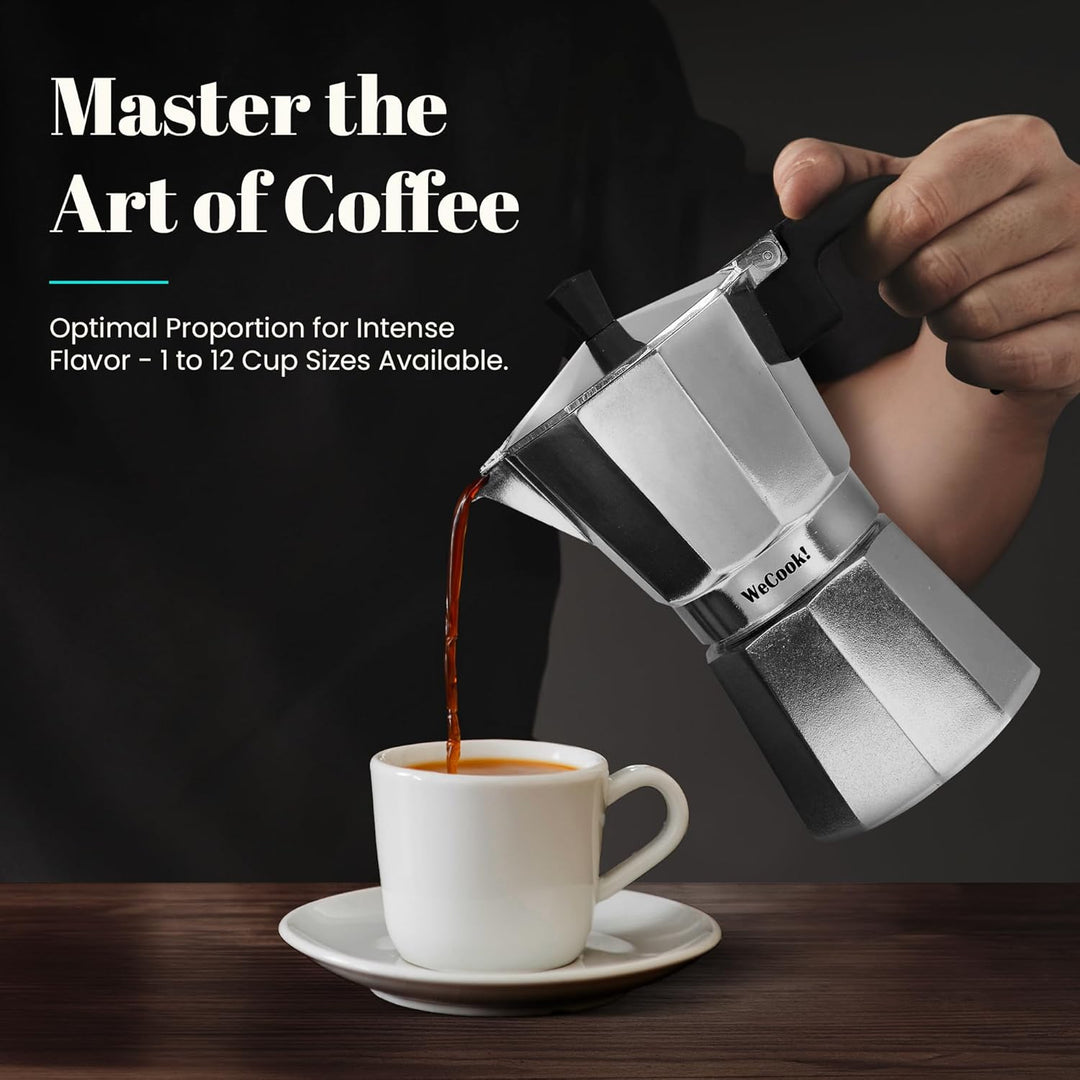 WECOOK! Paola – Espressokocher Aluminium 12 Tassen, 560 ml | Geeignet für Gas-, Elektro- und Glasker