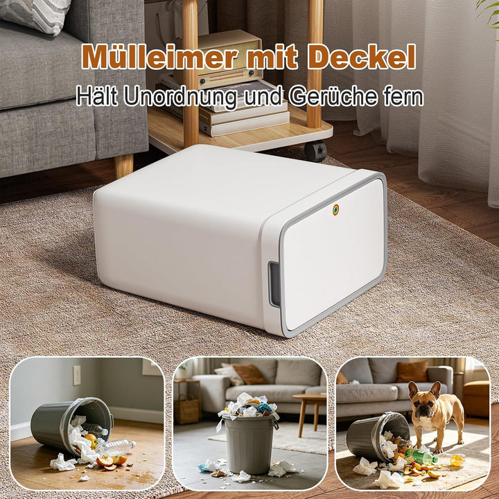 MOPUP Badezimmer-Mülleimer mit Deckel, 12.7 Liter/2,8 Gallonen, schmaler Mülleimer, Druckknopfdeckel