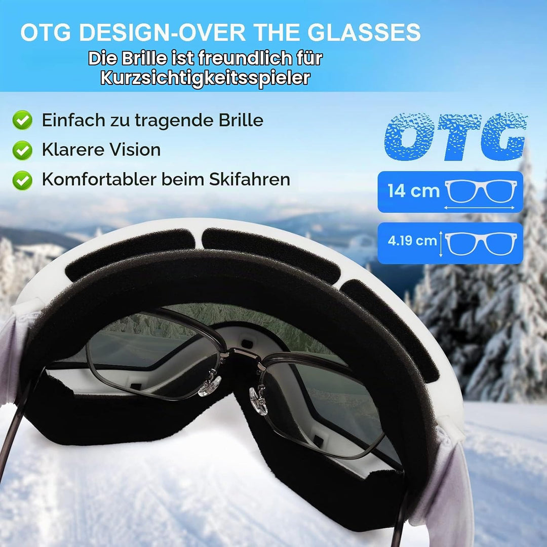 EXP VISION Snowboard Skibrille für Herren Damen Jugend, 100% UV400 Schutz Anti Beschlag über der Bri