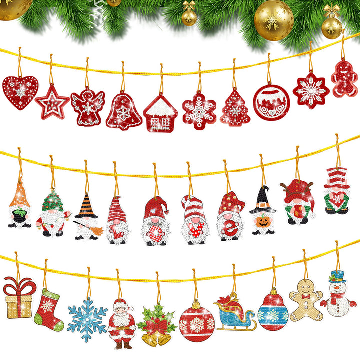 LYLIDIA Diamond Painting Weihnachts Anhänger DIY Kit 30 Stück Doppelseitig Diamont Painting Weihnach