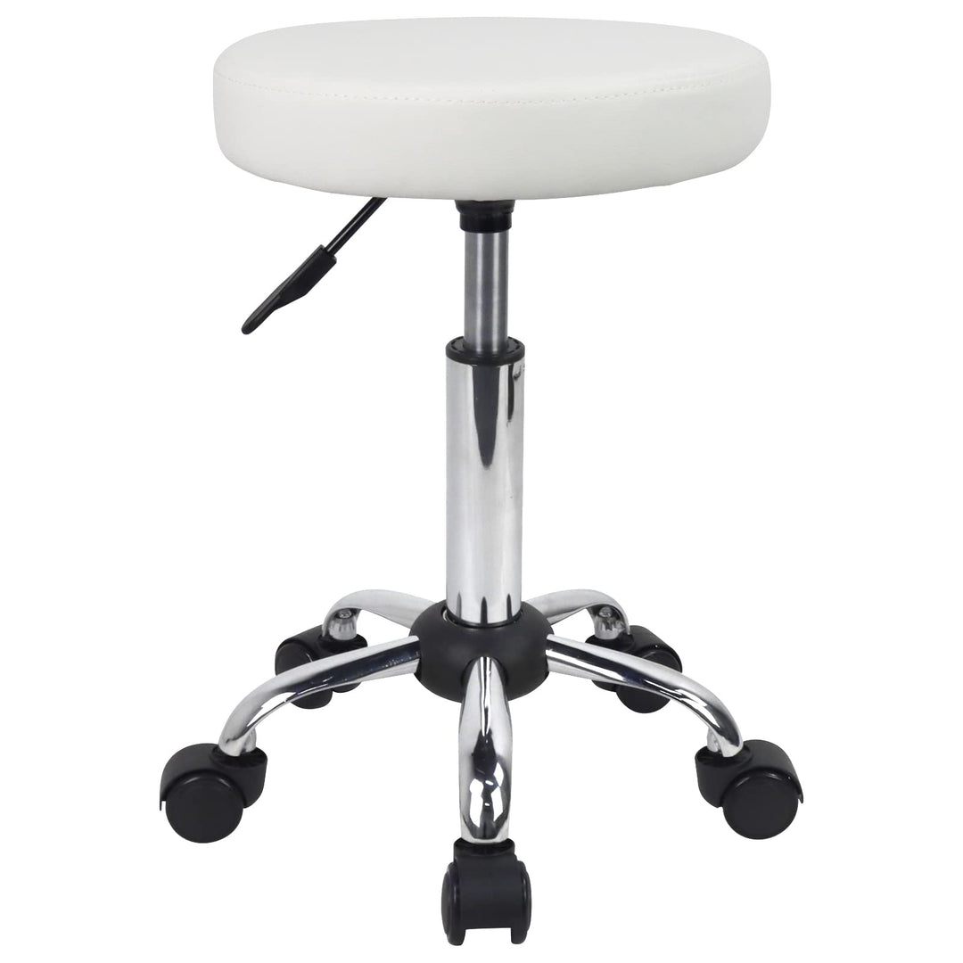 FURWOO Mehrzweck Rollhocker Rundhocker mit Rollen für Spa Verstellbarer Zeichenhocker (weiss), Wei&#