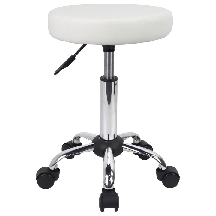 FURWOO Mehrzweck Rollhocker Rundhocker mit Rollen für Spa Verstellbarer Zeichenhocker (weiss), Wei&#