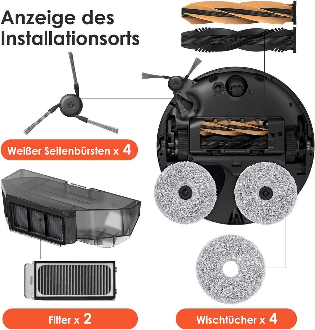 Zubehörset für dreame L40s Pro Ultra/X50 Ultra Complete/L50 Pro Ultra, 4*Staubbeutel 4*Mopp Wischpad