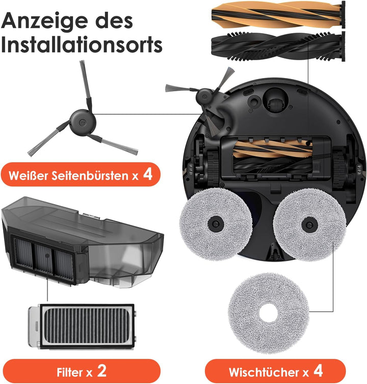 Zubehörset für dreame L40s Pro Ultra/X50 Ultra Complete/L50 Pro Ultra, 4*Staubbeutel 4*Mopp Wischpad