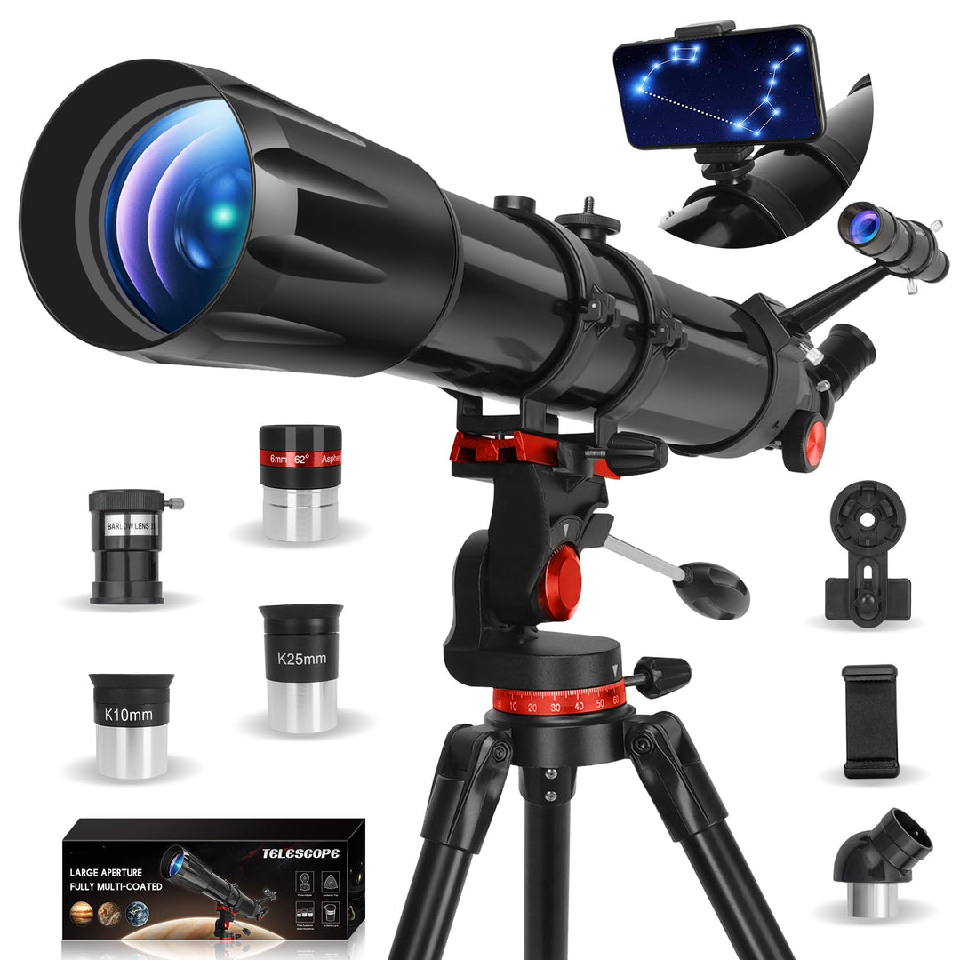 HETEKAN Teleskop, Teleskop Astronomie für Erwachsene, 90 mm Öffnung 900 mm, Profi Refraktor Teleskop