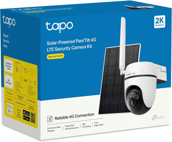 Tapo C615G KIT 4G LTE Überwachungskamera mit SIM-Kartenslot, 360° 2K-3MP Farbnachtsicht, kostenlose
