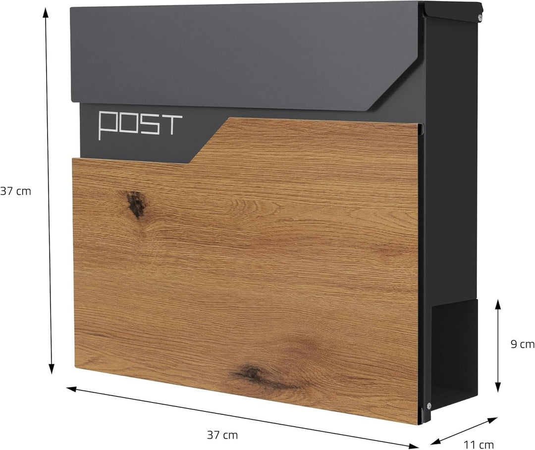 ECD Germany Standbriefkasten mit Zeitungsfach, Design Briefkasten mit Pfosten, Briefkastenanlage, Br