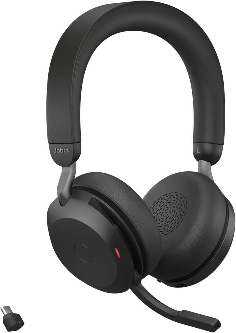 Jabra Evolve2 75 Wireless PC Headset with 8-Microphone Technology - Dual Foam Stereo Headphones with