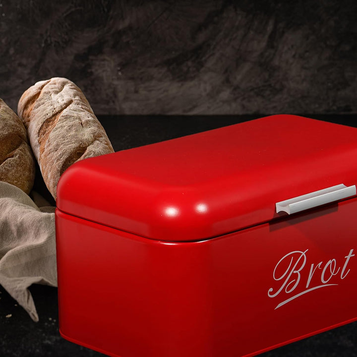 Theo&Cleo Brotkasten mit Deckel, Grosser Knäckebrot Box aus Metall, Brotaufbewahrungsbox Bread Box,