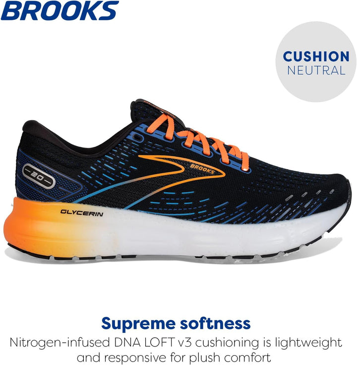 Brooks Herren Glycerin 20 Sneaker 41 EU Black Diva Pink White, 41 EU Black Diva Pink White