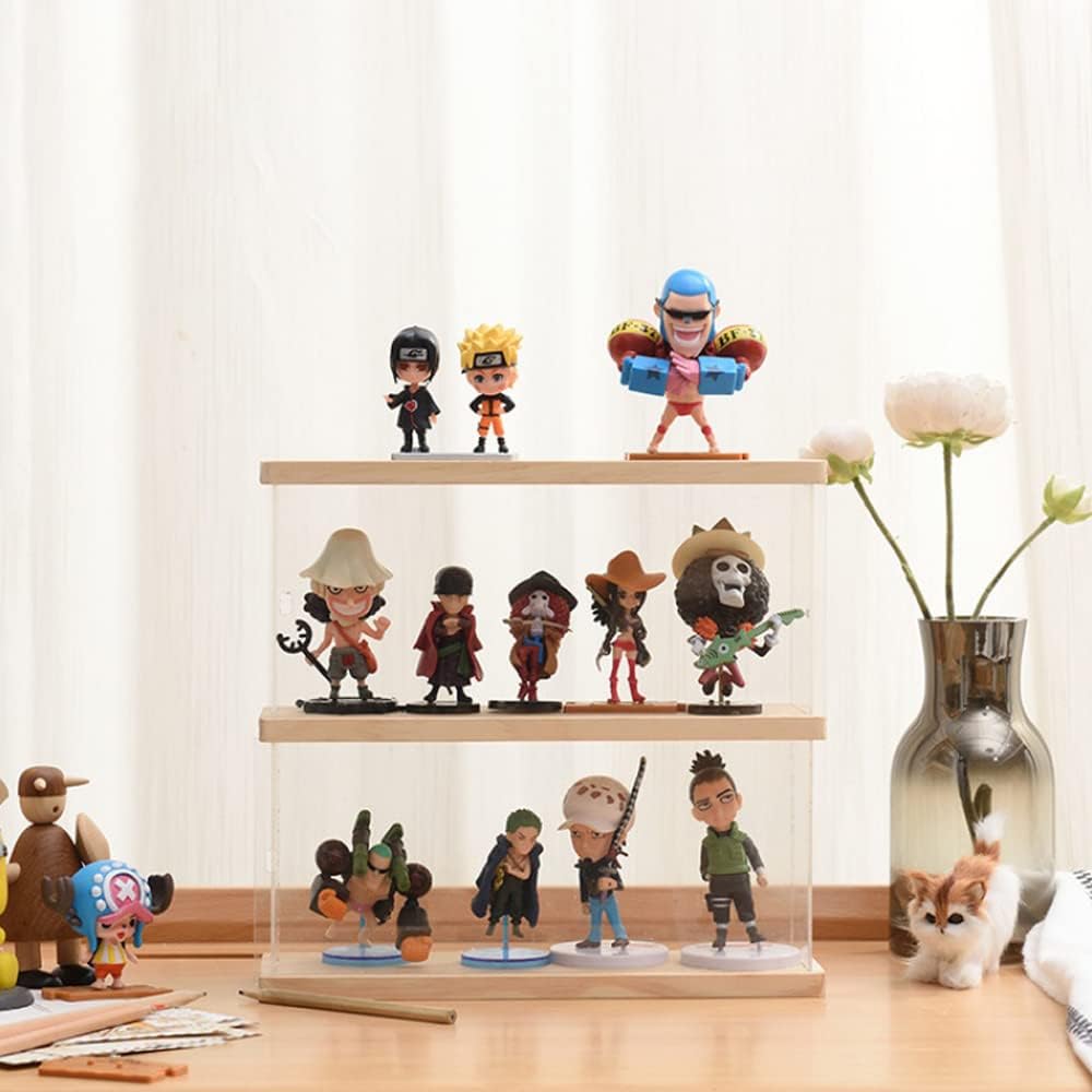 Joody Vitrine aus Acryl, Plexiglas-Boxen mit 2 Ebenen, Vitrine mit Tür für Pop-Figuren, Minifigur, S