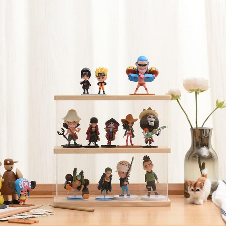 Joody Vitrine aus Acryl, Plexiglas-Boxen mit 2 Ebenen, Vitrine mit Tür für Pop-Figuren, Minifigur, S