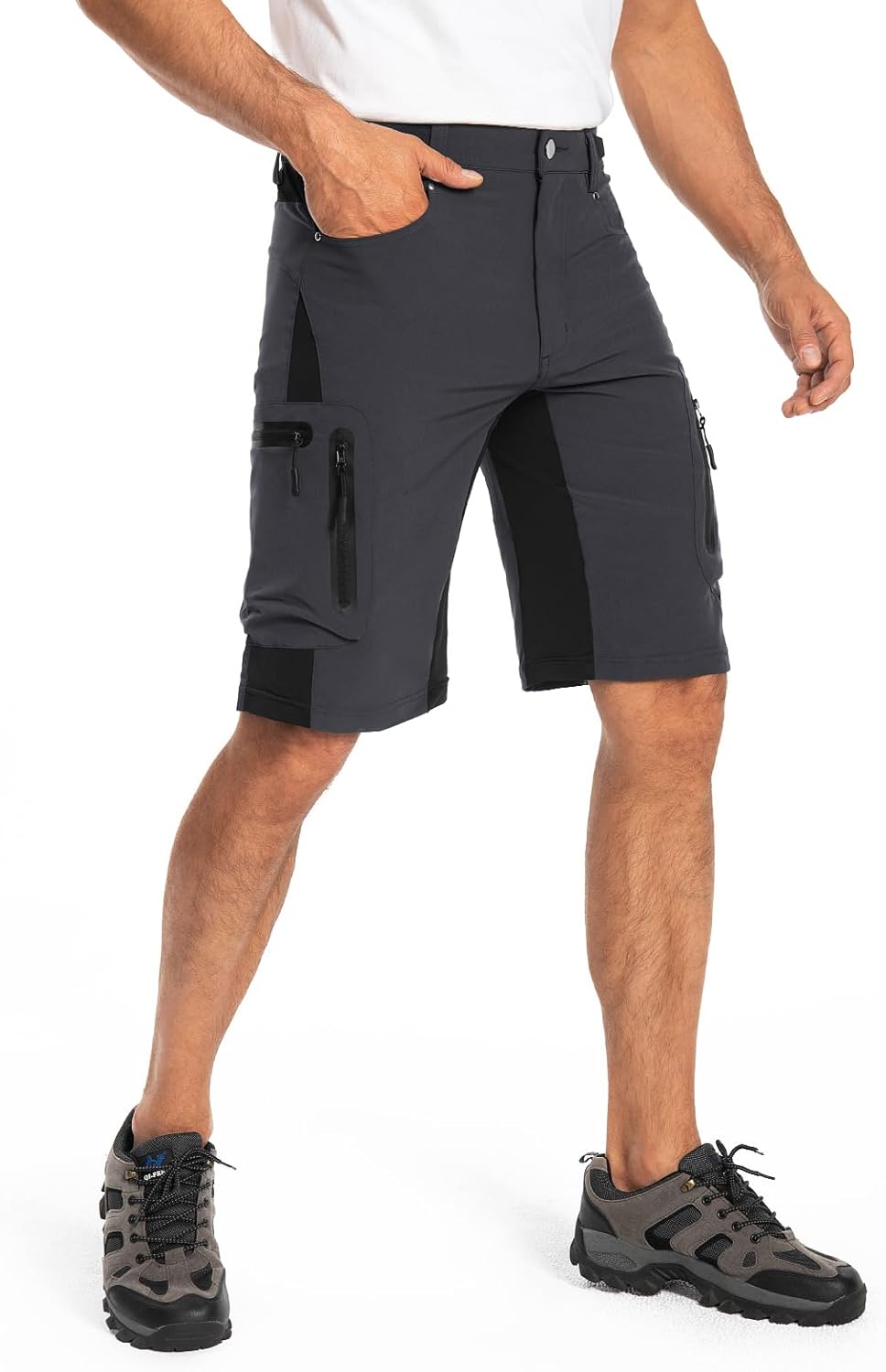Hiauspor Kurze Hosen Herren, Leichte Wanderhose Atmungsaktiv Schnelltrocknen Cargo Bermuda Shorts El