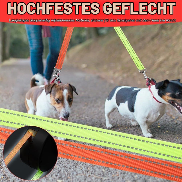 Doppelleine für 2 Hunde, 3 M Automatische Hund Versenkbar Leine, Doppelleine mit Licht, Doppelte Ein