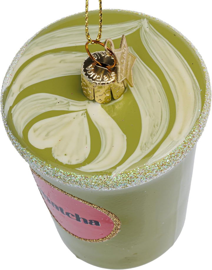 SIKORA Matcha Tee Latte besondere Weihnachtskugel Glas Christbaumschmuck Deko Figur Weihnachten Anhä