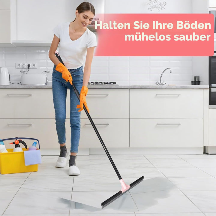 wlich Bodenabzieher Mit Stiel 154 cm, 60 cm Wasserschieber, Rosa/Schwarz | Grosse Abziehkante, Robus