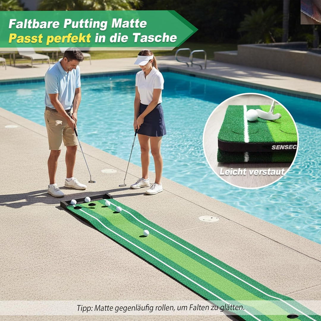 SENSECLUB Indoor-Putting-Green-Matte, faltbares Putting-Green-Golfspiel-Set, Golfgeschenk für Männer