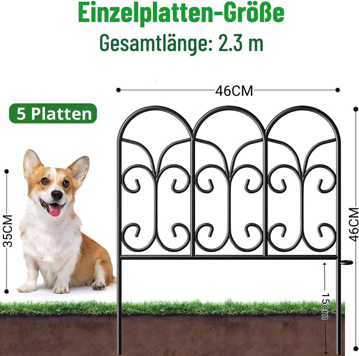 Amagabeli Beetzaun Metall 46x46cm x 5Stück Gartenzaun Metall Teichzaun Set mit Zaunelementen Gartenz