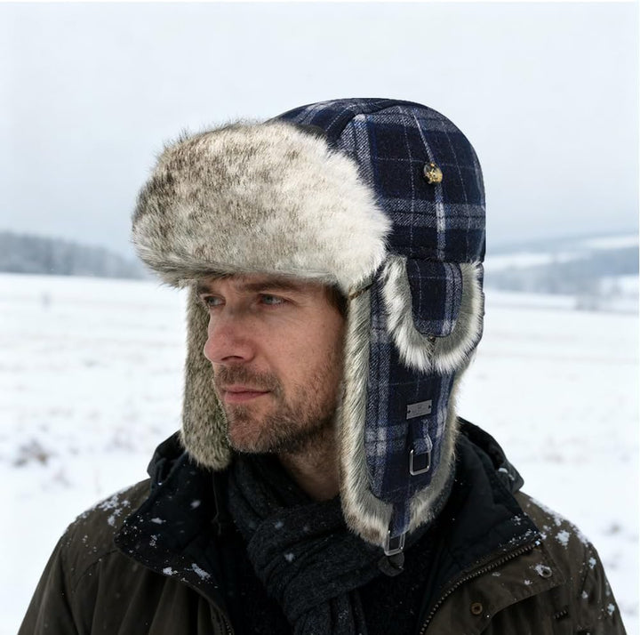 Alkaidstar Unisex Fliegermütze Rib Wolle Bomber Aviator Pilot Hat Faux Fellmütze Winter Russische Mü