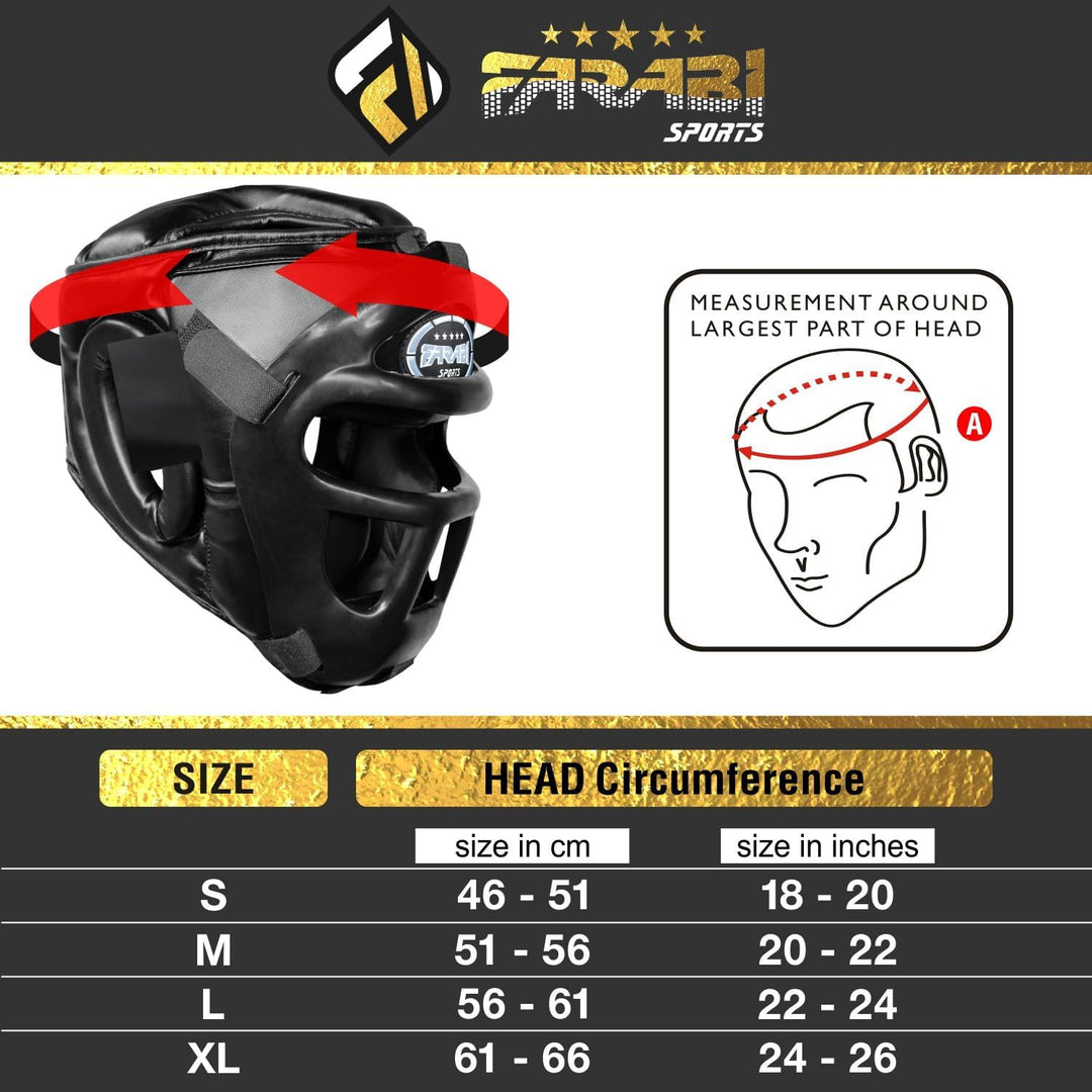 Farabi Sports Kopfschutz Frontbügel Grillschutz Krav MAGA Kickboxen Kopfschutz Schwarz S, Schwarz S