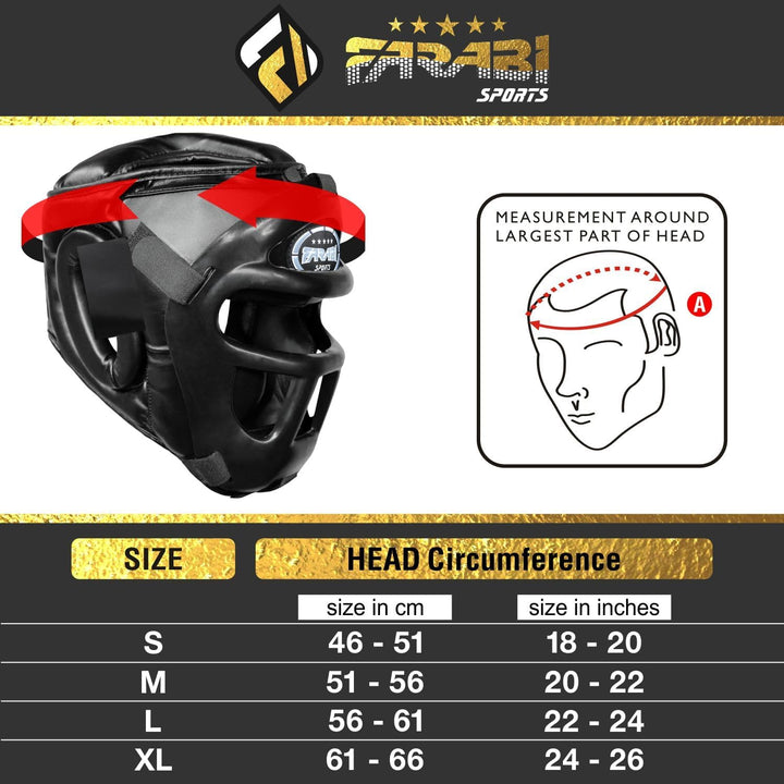 Farabi Sports Kopfschutz Frontbügel Grillschutz Krav MAGA Kickboxen Kopfschutz Schwarz S, Schwarz S