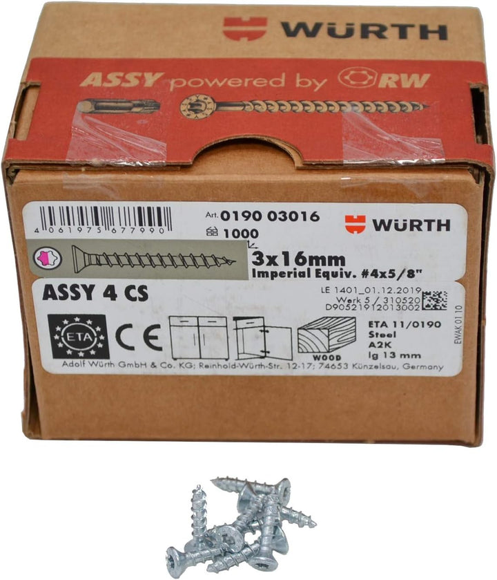 ASSY 4 CS Stahl verzinkt Vollgewinde Senkkopf RW, SHR-SEKPF-HO-RW20-(A2K)-3,0X16/13