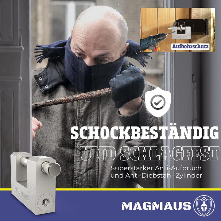 Magmaus® RTL/70 Robustes, wetterfestes Vorhängeschlöss für den Aussenbereich mit 3 Schlüsseln – Idea