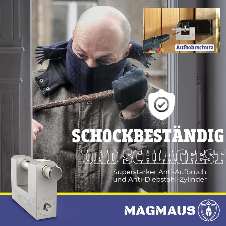 Magmaus® RTX/70 Robustes, wetterfestes Vorhängeschlöss für den Aussenbereich mit 10 Schlüsseln – Ide