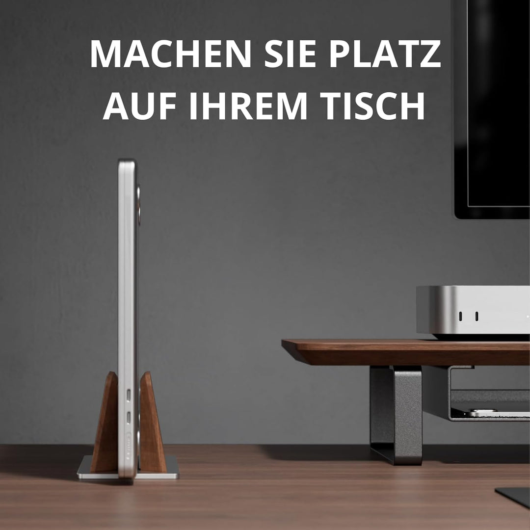 muso wood Laptop Ständer Vertikal - Aluminium und Walnussholz Vertical Laptop Stand Laptop Ständer V