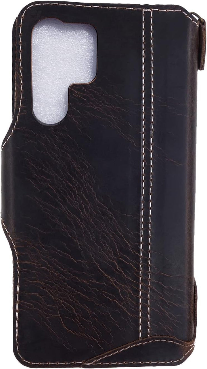 Yogurt Handyhülle für Samsung Galaxy S23 Ultra, Hülle Echtleder Case Ledertasche Lederhülle für Sams