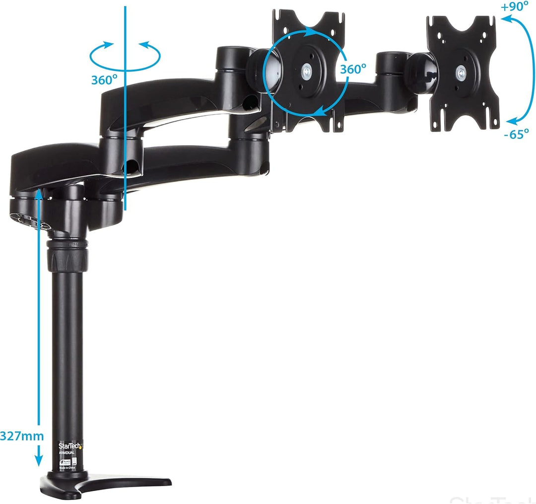 StarTech.com Dual Monitorhalterung mit verstellbaren Armen - Monitor Tischhalterung (12 bis 24") höh