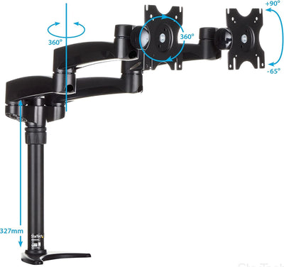 StarTech.com Dual Monitorhalterung mit verstellbaren Armen - Monitor Tischhalterung (12 bis 24") höh