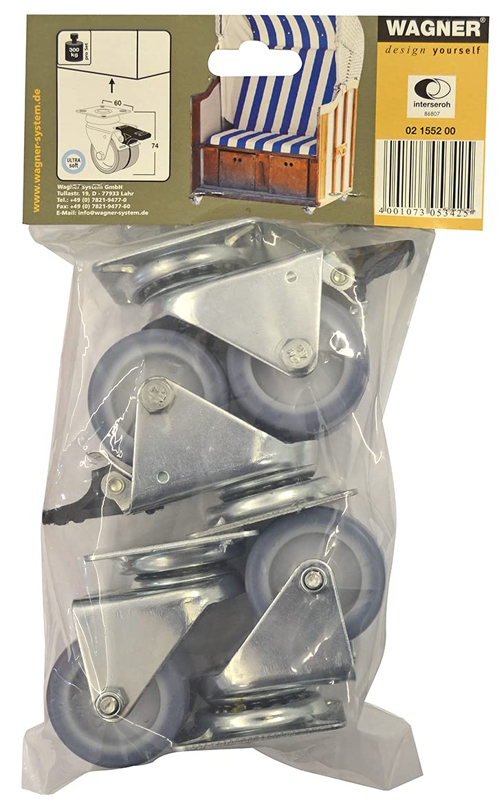 WAGNER Strandkorbrollen 4tlg. Set/Apparaterollen/Doppelrollen - ULTRASOFT - Durchmesser Ø 50 mm, Bau