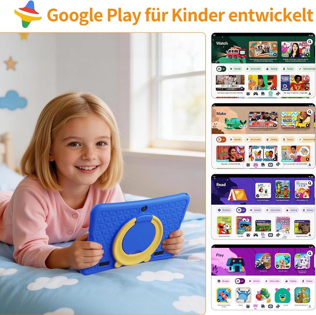 DigiLand 10,1-Zoll-Kinder-Tablet, Android 15-Tablets mit Schutzhülle, RAM 6GB + ROM 32GB, 1280 * 800