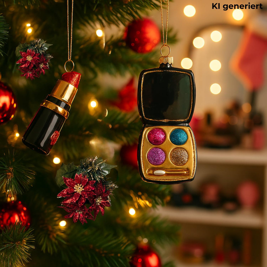 Dekohelden24 Lauschaer Christbaumschmuck - 2er Set Christbaumkugeln Lauscha, Glaskugeln, Weihnachtsb