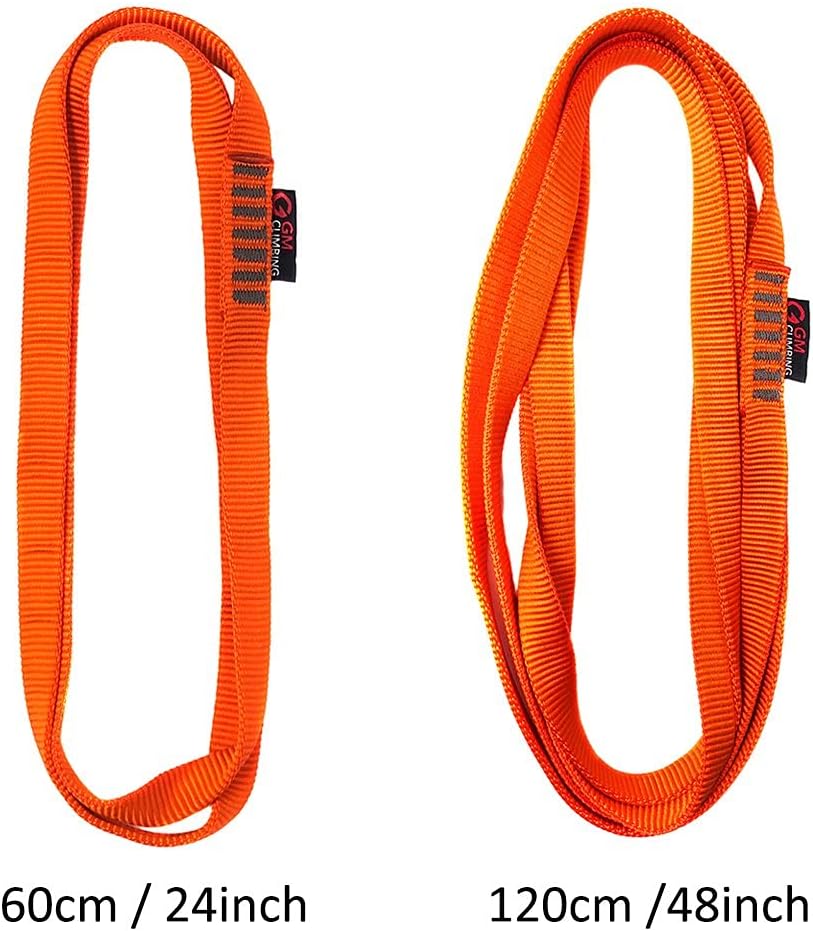 GM Climbing 16mm Nylon Sling Runner 22kN / 4950lbf CE UIAA Certified Fluoreszierendes Orange 30cm /