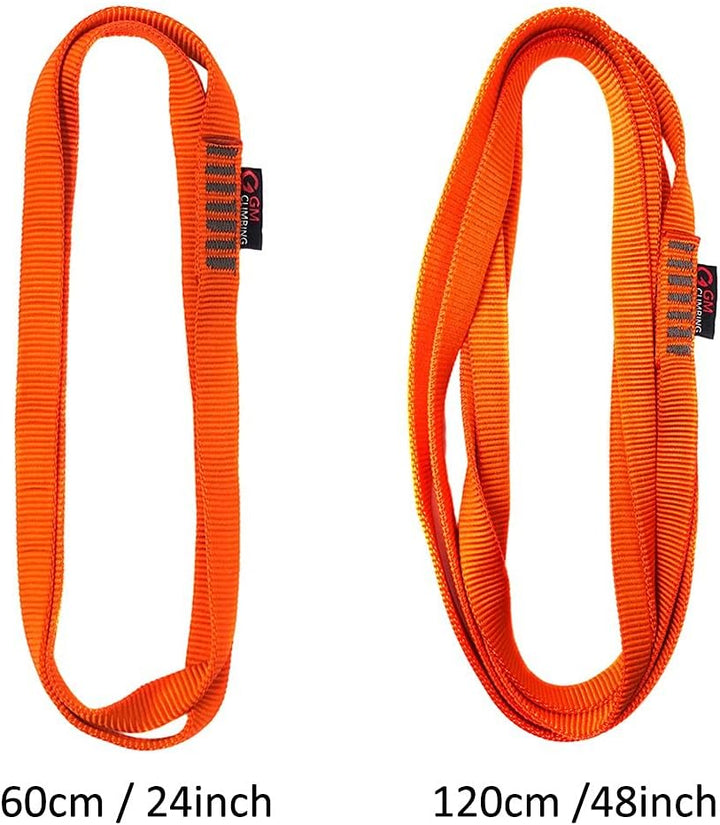 GM Climbing 16mm Nylon Sling Runner 22kN / 4950lbf CE UIAA Certified Fluoreszierendes Orange 30cm /