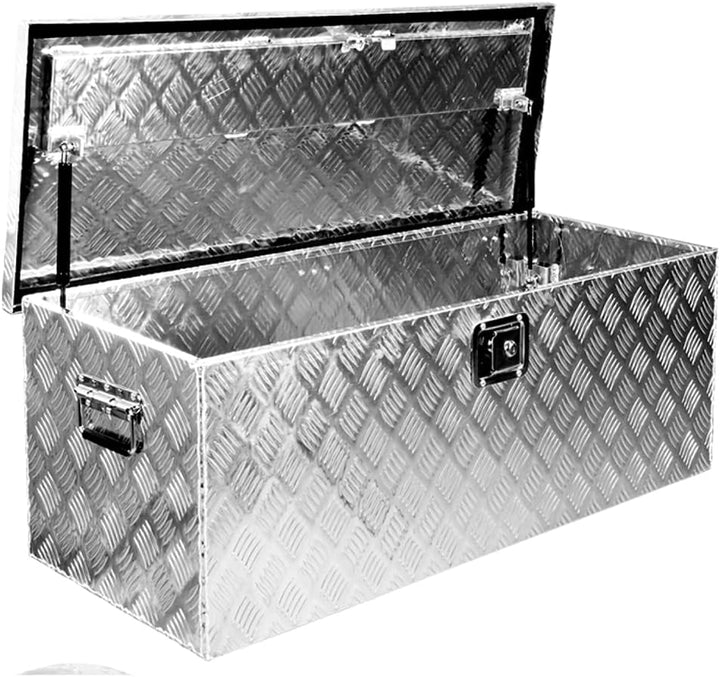 Trucky Truckbox, Deichselbox Aluminium, Anhängerbox 15 Grössen, Werkzeugkiste mit Schloss und Schlüs