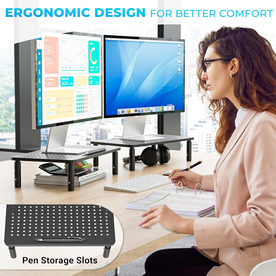 BONTEC Monitorständer Höhenverstellbarer Bildschirmständer Monitor-Raiser Ergonomischer aus hochwert