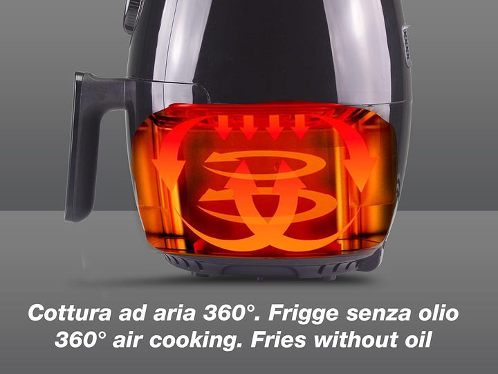 BEPER P101FRI001 Heissluftfritteuse, ölfrei, Timer und Temperatur einstellbar, abnehmbarer Behälter