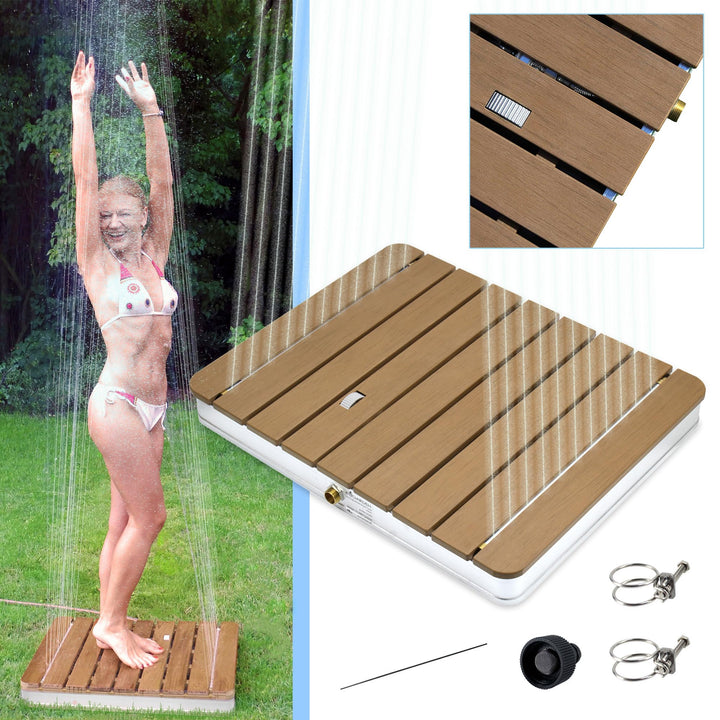 @tec Gartendusche Aussendusche aus WPC, im Holz Look, Mobile Bodendusche Campingdusche, Sauna- & Poo